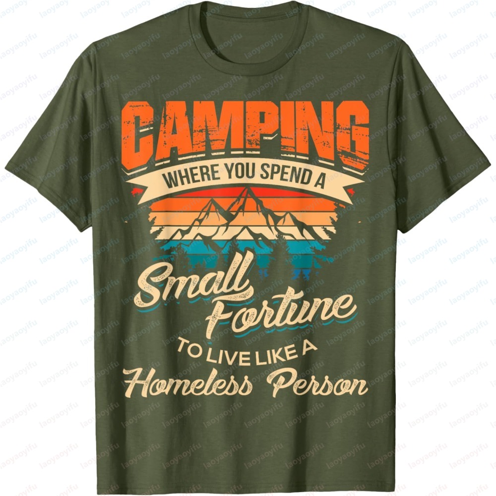 T-shirt unisexe à manches cour - Outdoor Camping Quotes avis et prix