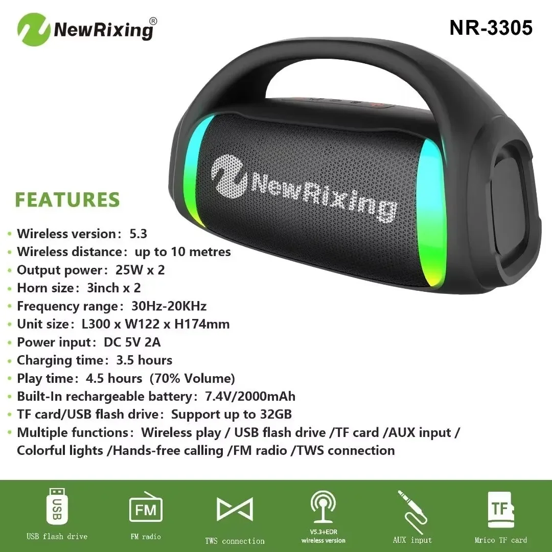 NR-3305 haut-parleur Portable  - Outdoor Camping Videos avis et prix